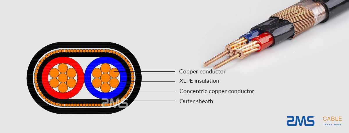 2 Core Flat Copper Concentric Cable